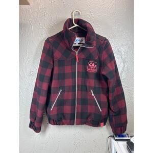 adidas Originals‎ Tartan Collegiate Jacket Wool Blend Coat Size Large